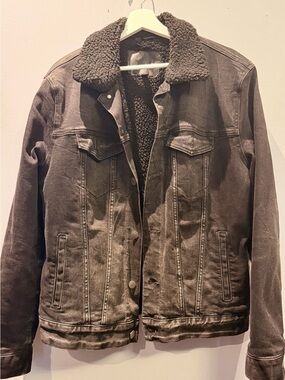 American Eagle Outfitters Men's Dark Brown Sherpa-Lined Jacket